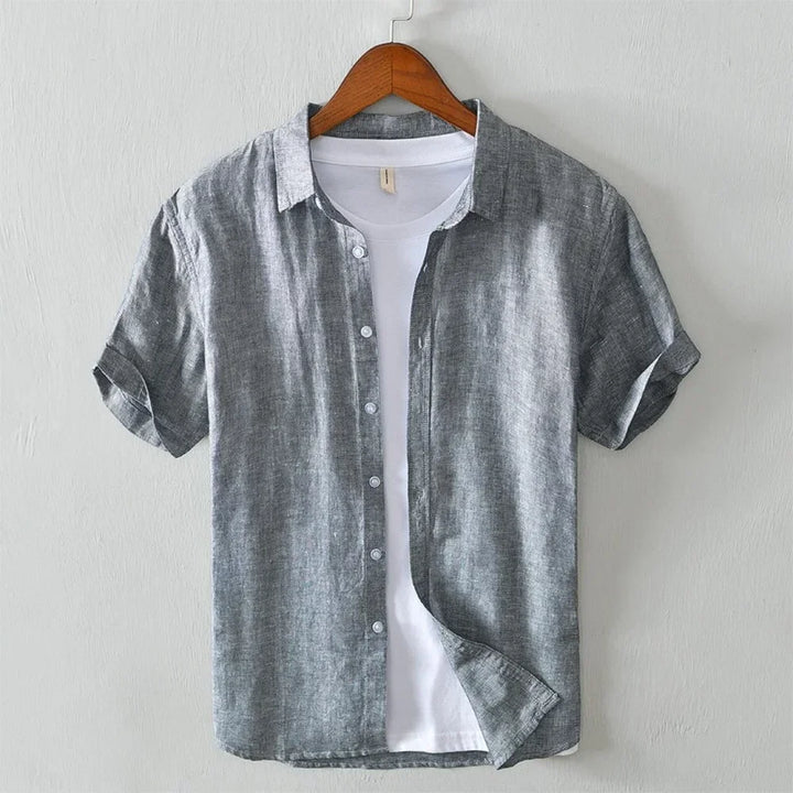 Short-Sleeve Relaxed Fit Button-Up Shirt with Roll-Cuff Details