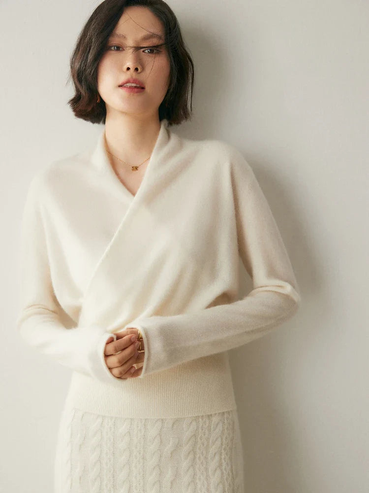 Isla Wool Wrap Sweater | V-Neck Long Sleeve Sweater