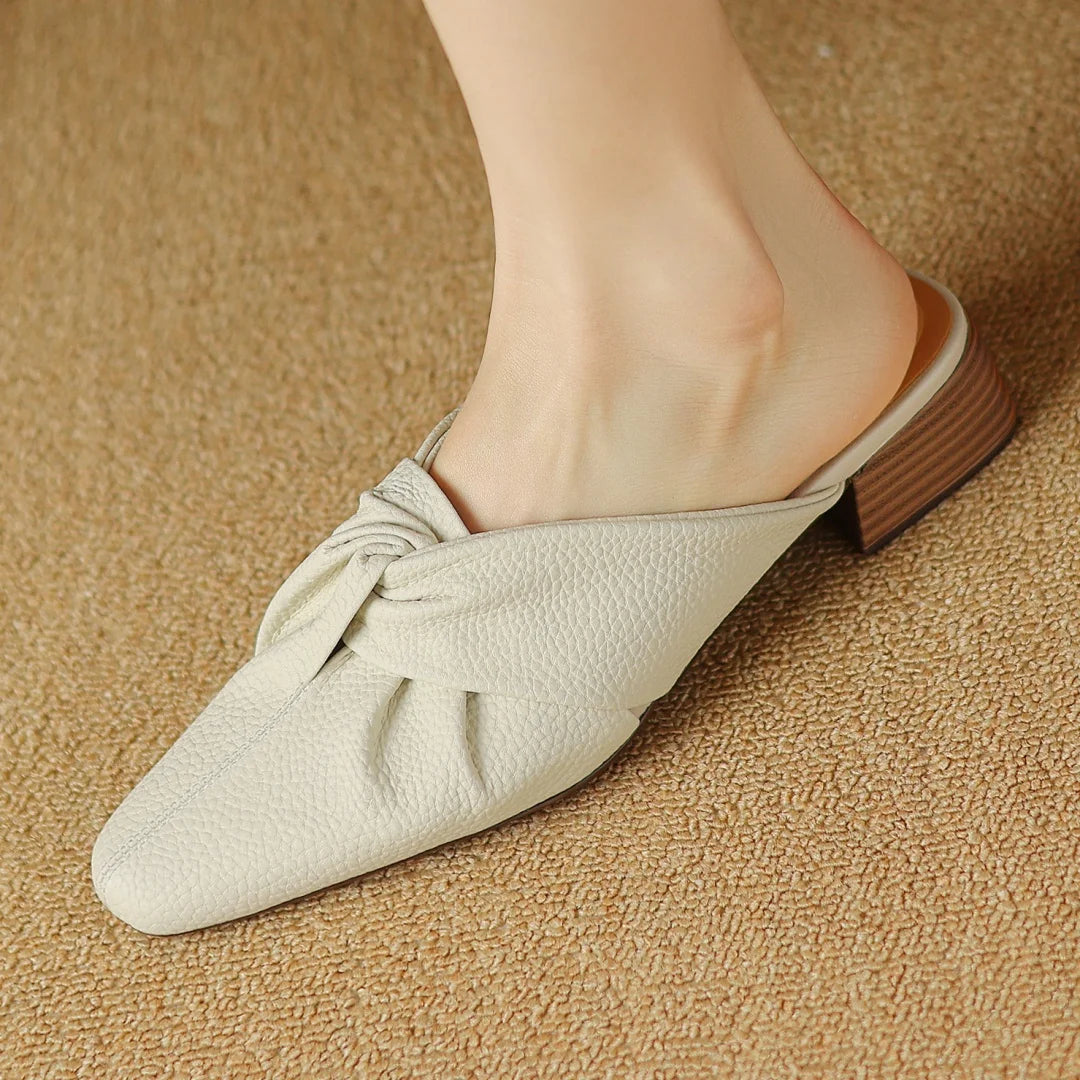 Bow-Knot Leather Mules