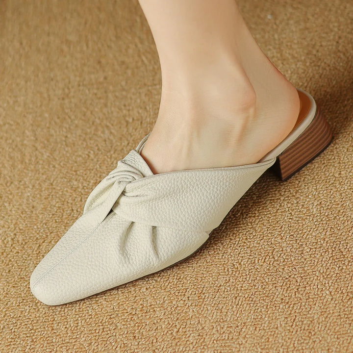 Bow-Knot Leather Mules