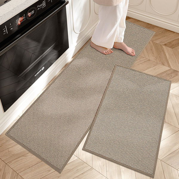 Contemporary Woven Kitchen Mat With Non-Slip Backing