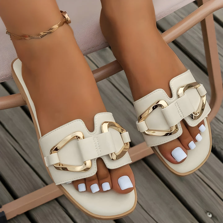 Cici Gold-Buckle Flats