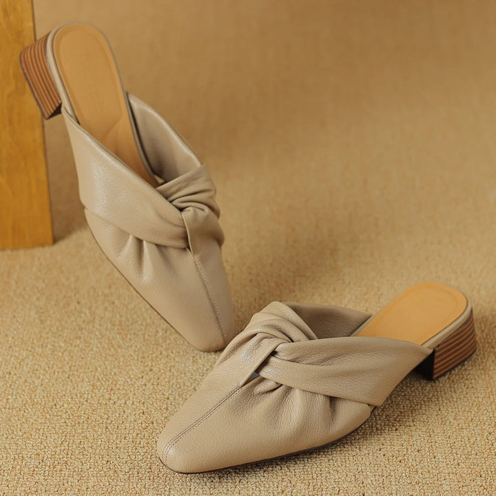 Bow-Knot Leather Mules