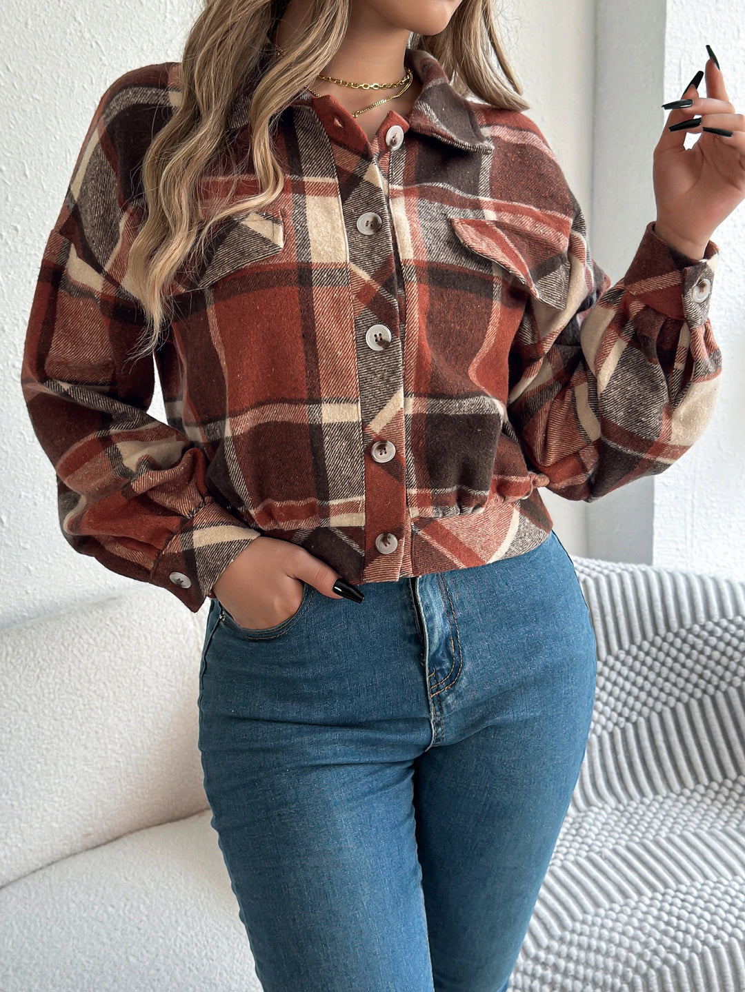 Cropped Plaid Jacket