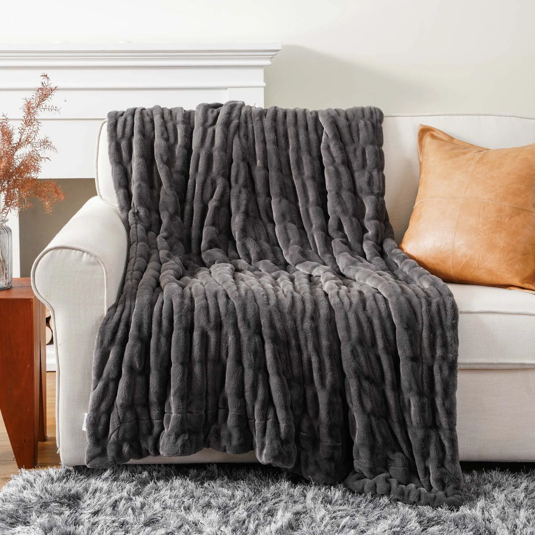 Versailles Faux Rabbit Fur Blanket