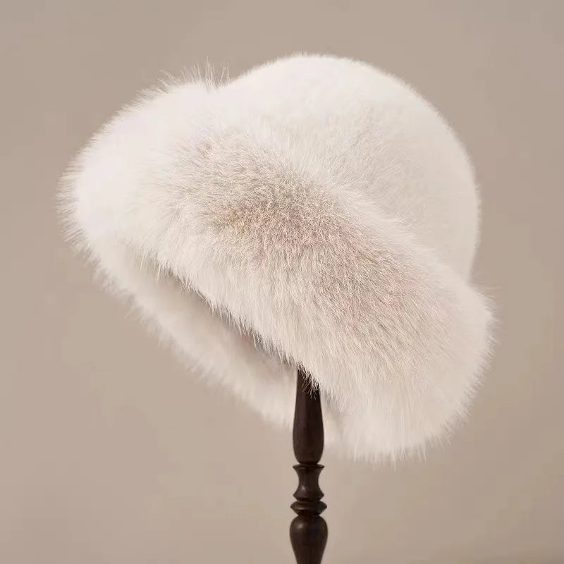Ivy Plush Rounded Silhouette Fur Hat | Furry Trim Fur Hat