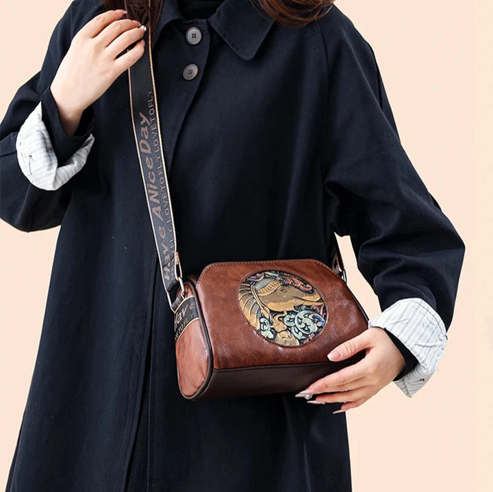 Embossed Elephant Shoulder Bag