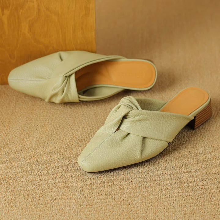 Bow-Knot Leather Mules