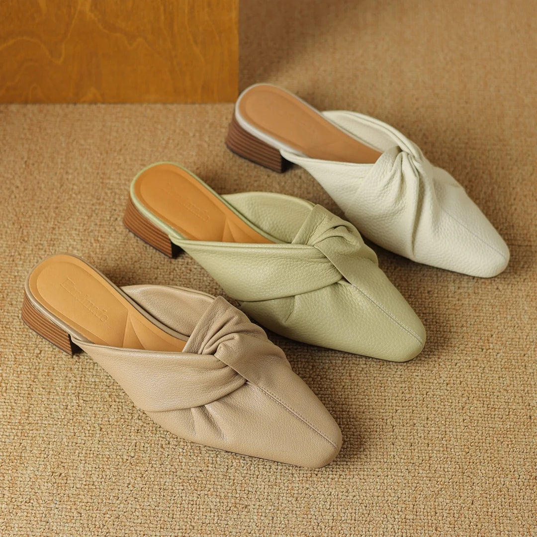 Bow-Knot Leather Mules