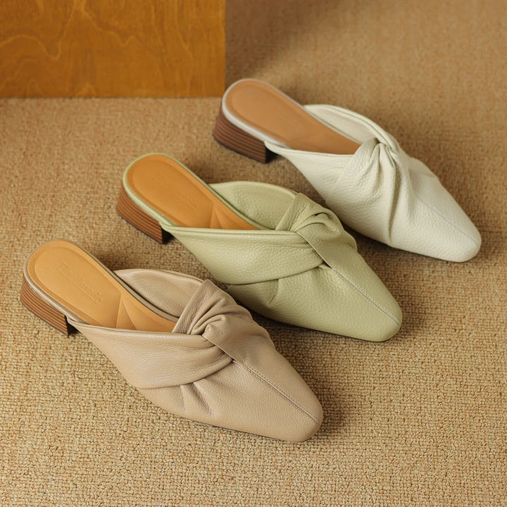 Bow-Knot Leather Mules