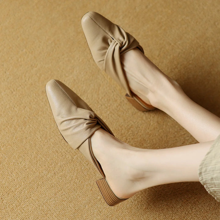 Bow-Knot Leather Mules