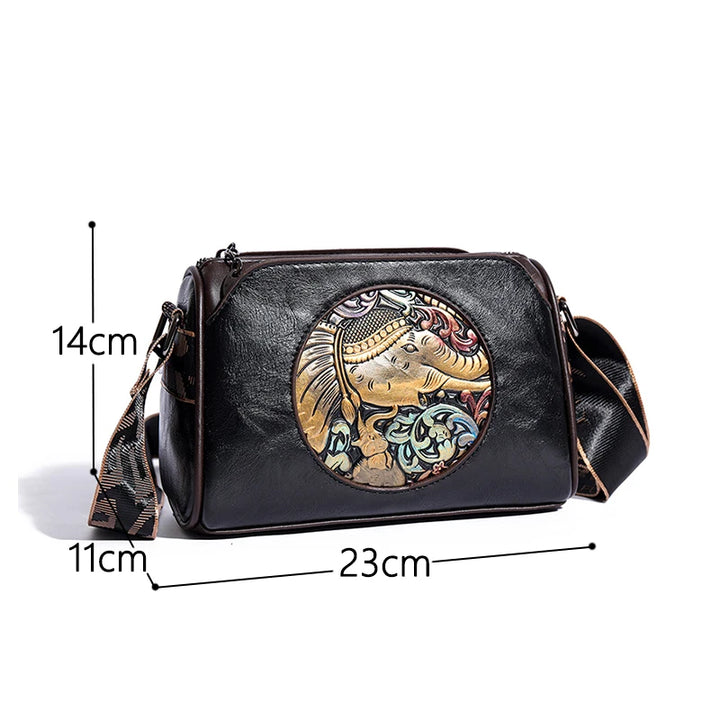 Embossed Elephant Shoulder Bag