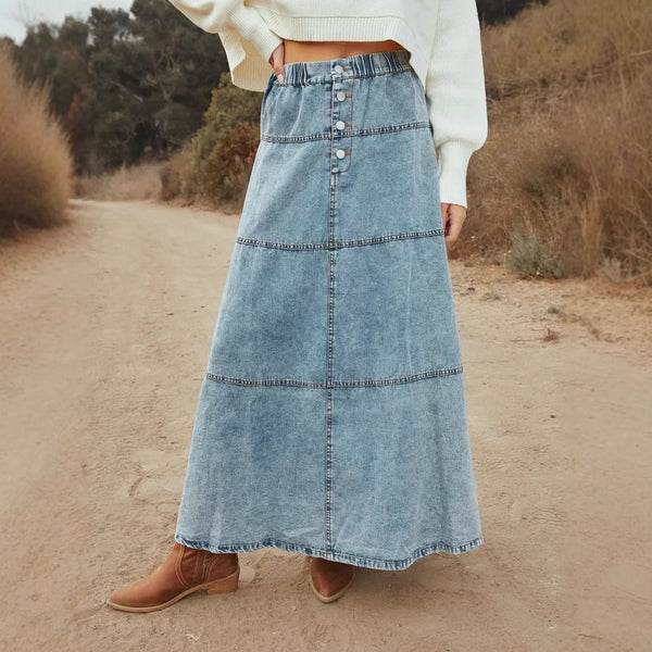 【BOHEMIAN SEOUL】DESTROYED DENIM LONG SKIRT il_1080xN.3467946976_rwwu.jpg