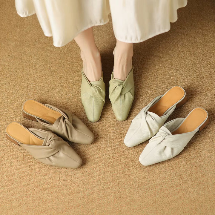 Bow-Knot Leather Mules