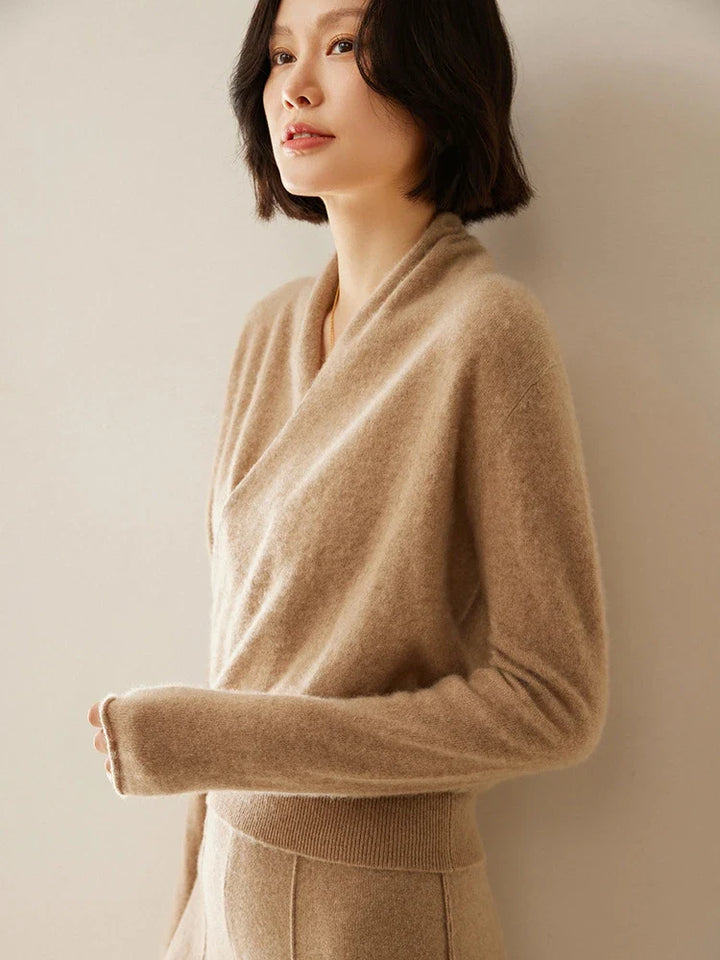 Isla Wool Wrap Sweater | V-Neck Long Sleeve Sweater