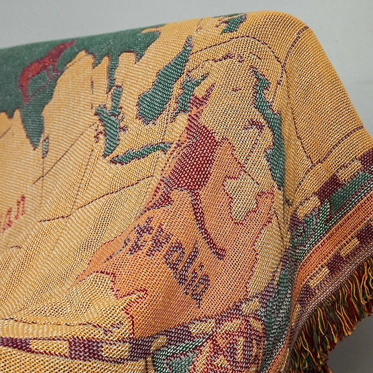 World Map Cotton Blanket