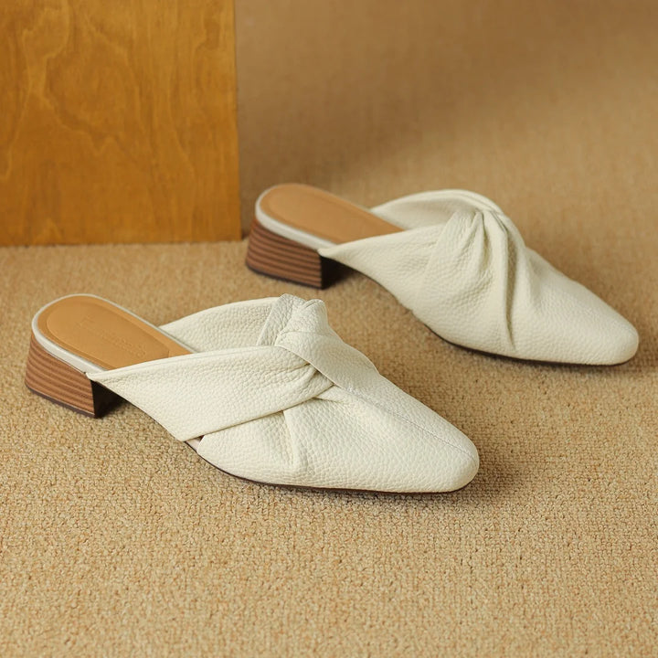 Bow-Knot Leather Mules