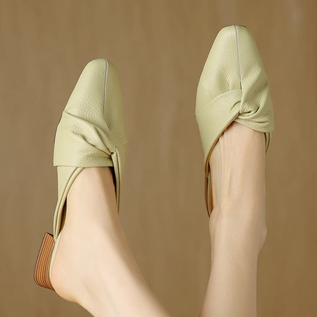 Bow-Knot Leather Mules
