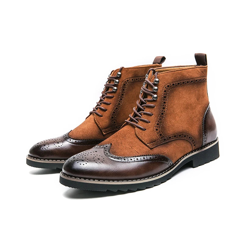 Split Leather Brogues Boots