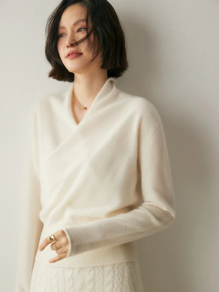Isla Wool Wrap Sweater | V-Neck Long Sleeve Sweater