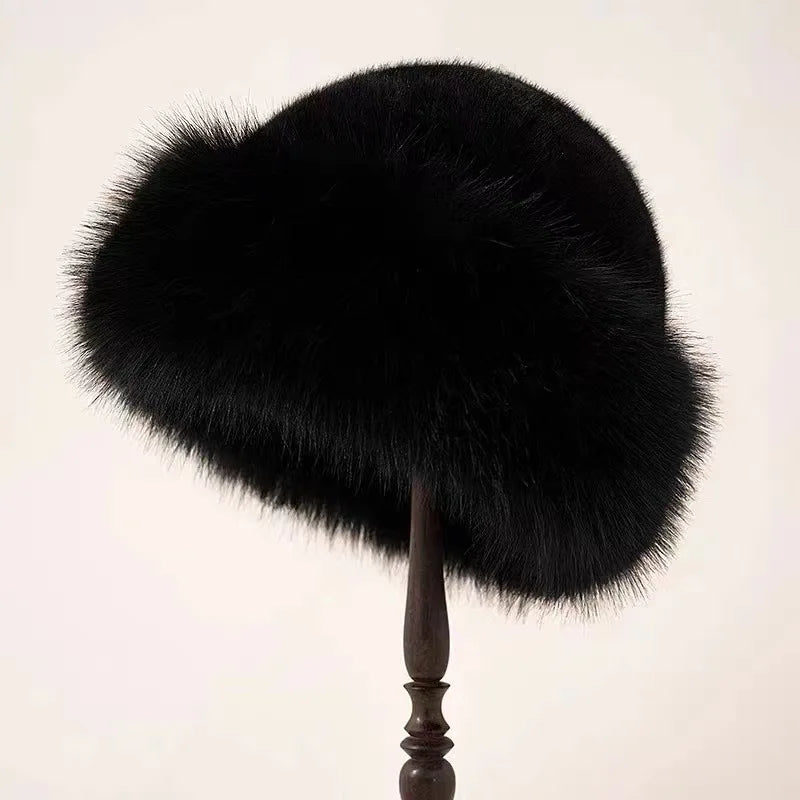 Ivy Plush Rounded Silhouette Fur Hat | Furry Trim Fur Hat