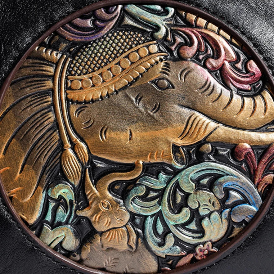 Embossed Elephant Shoulder Bag