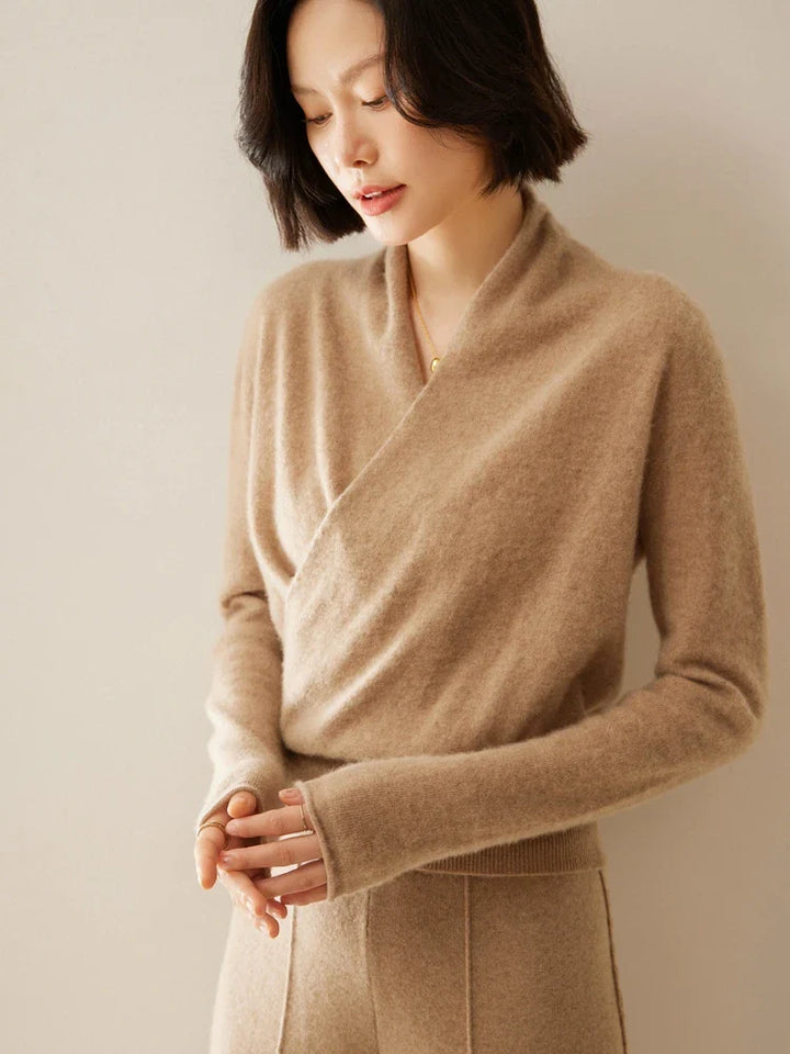 Isla Wool Wrap Sweater | V-Neck Long Sleeve Sweater