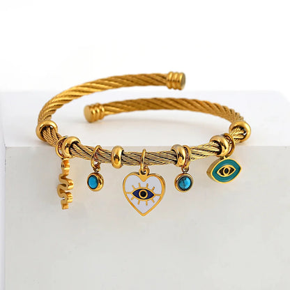 Evil Eye Sculpted Cable Bracelet