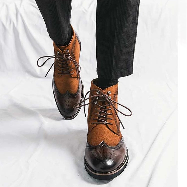 Split Leather Brogues Boots