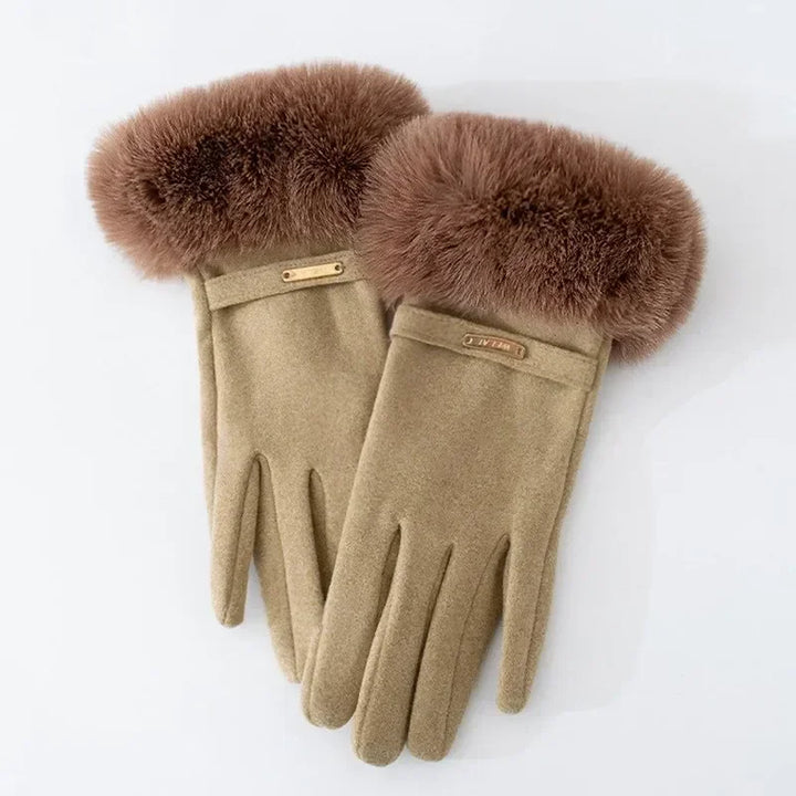 Amelia Fitted Fur Cuff Gloves | Metallic Accent Gloves