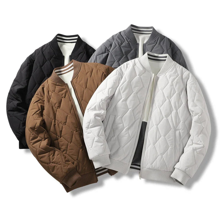 Oliver Quilted Bomber Jacket | Reversible Zip-Up Hip-Length Bomber Jacket