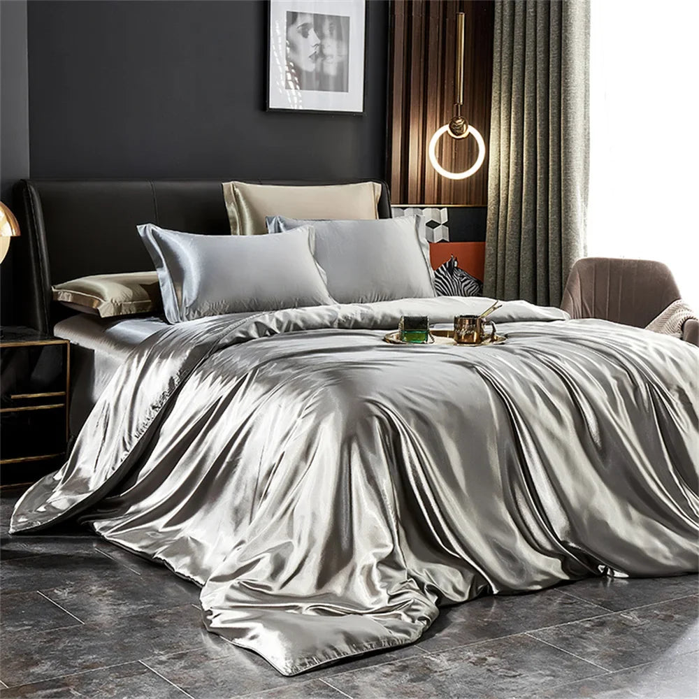 Luxury Silk Bedding Set With Satin Finish