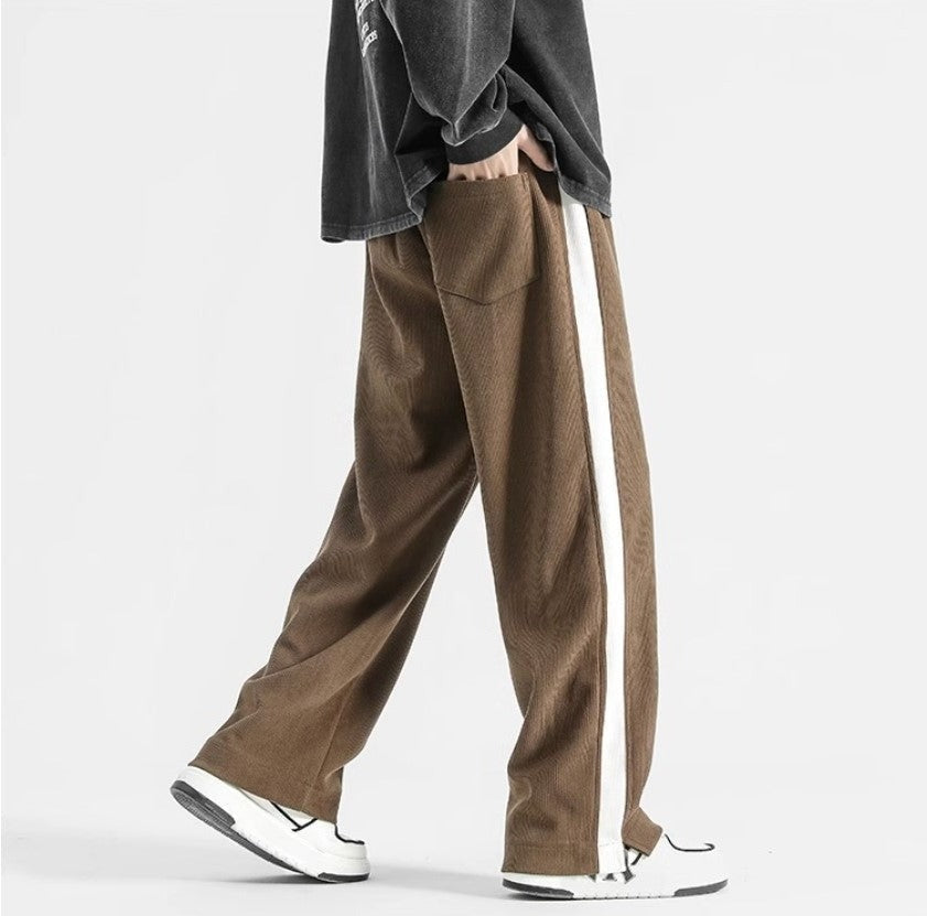 James Relaxed Fit Corduroy Track Pants | Side Stripe Drawstring Waist Corduroy Track Pants