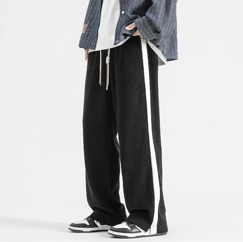 James Relaxed Fit Corduroy Track Pants | Side Stripe Drawstring Waist Corduroy Track Pants