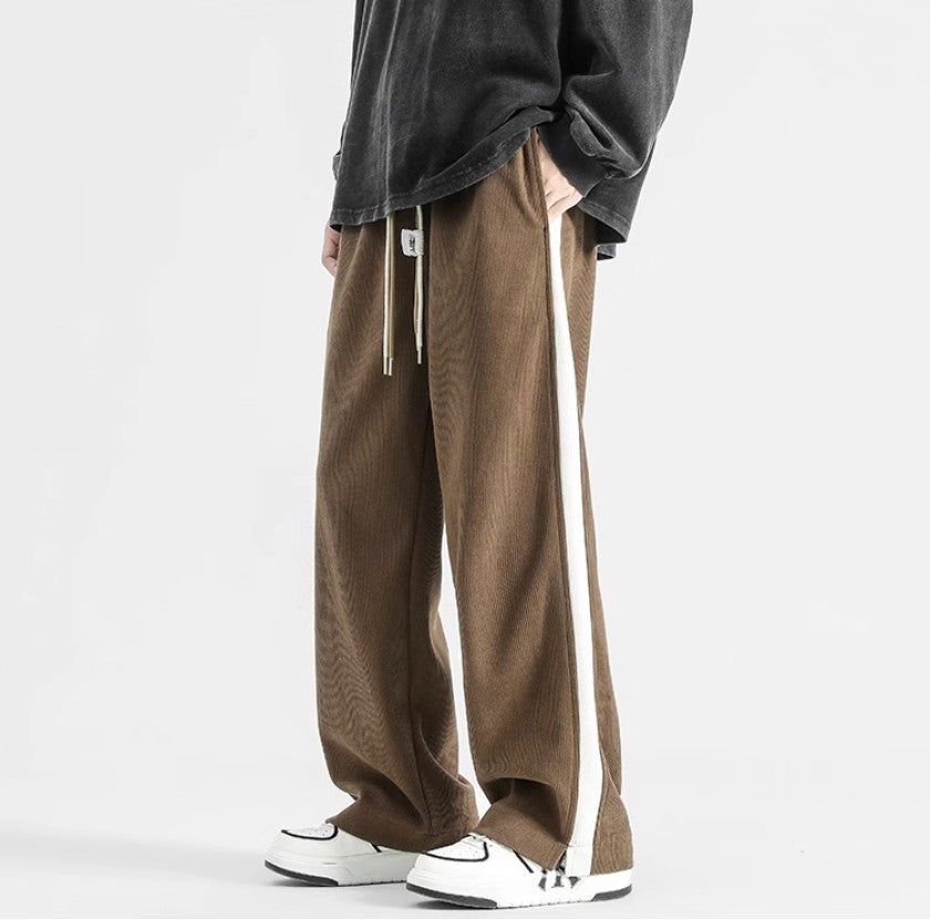James Relaxed Fit Corduroy Track Pants | Side Stripe Drawstring Waist Corduroy Track Pants