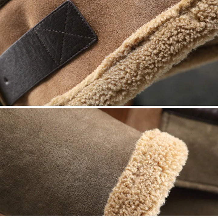 Oliver Relaxed Fit Shearling Jacket | Color Block Zip Front Jacket