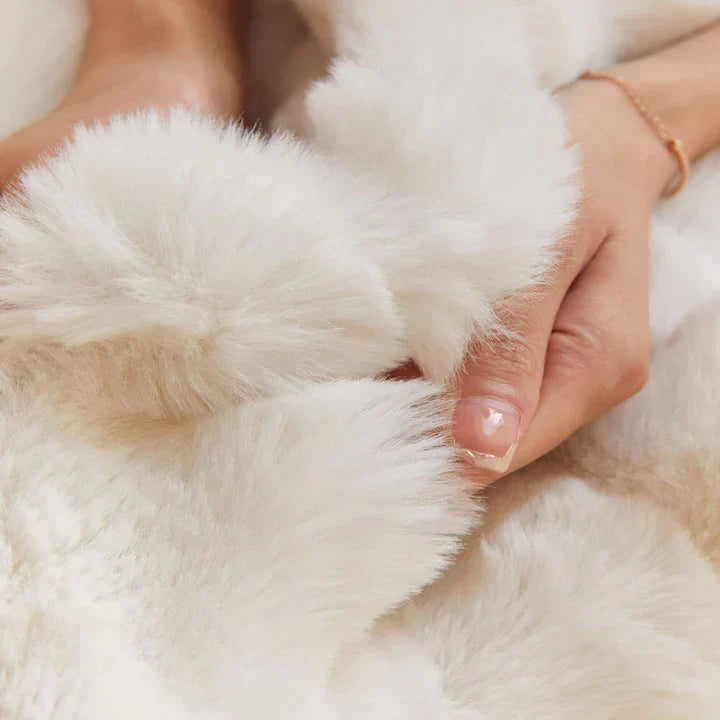 Contemporary Faux Fur Throw Blanket With Plush Texture