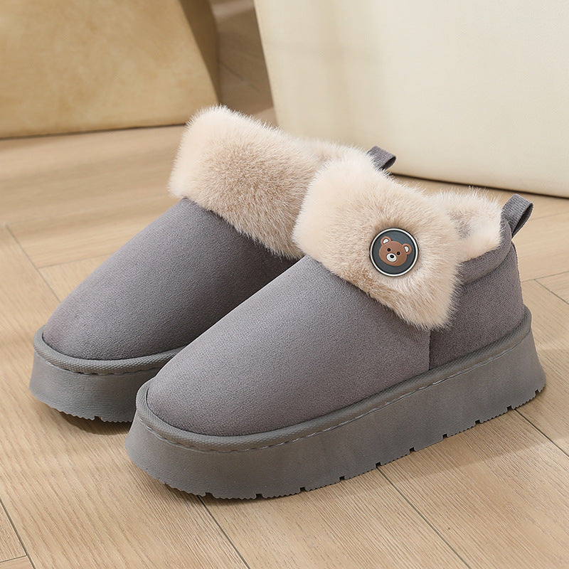 Ivy Slipper Boots | Fur Trim Button Detail Slipper Boots