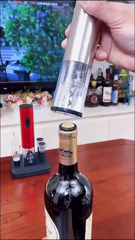 Electric Wine Opener Set With Stainless Steel Finish and Charging Base