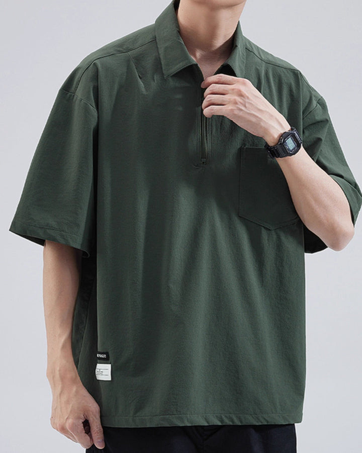 Oversized Zipper Polo