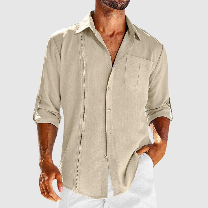 Jack Washington Relaxed Button-Down Shirt with Embroidered Panel